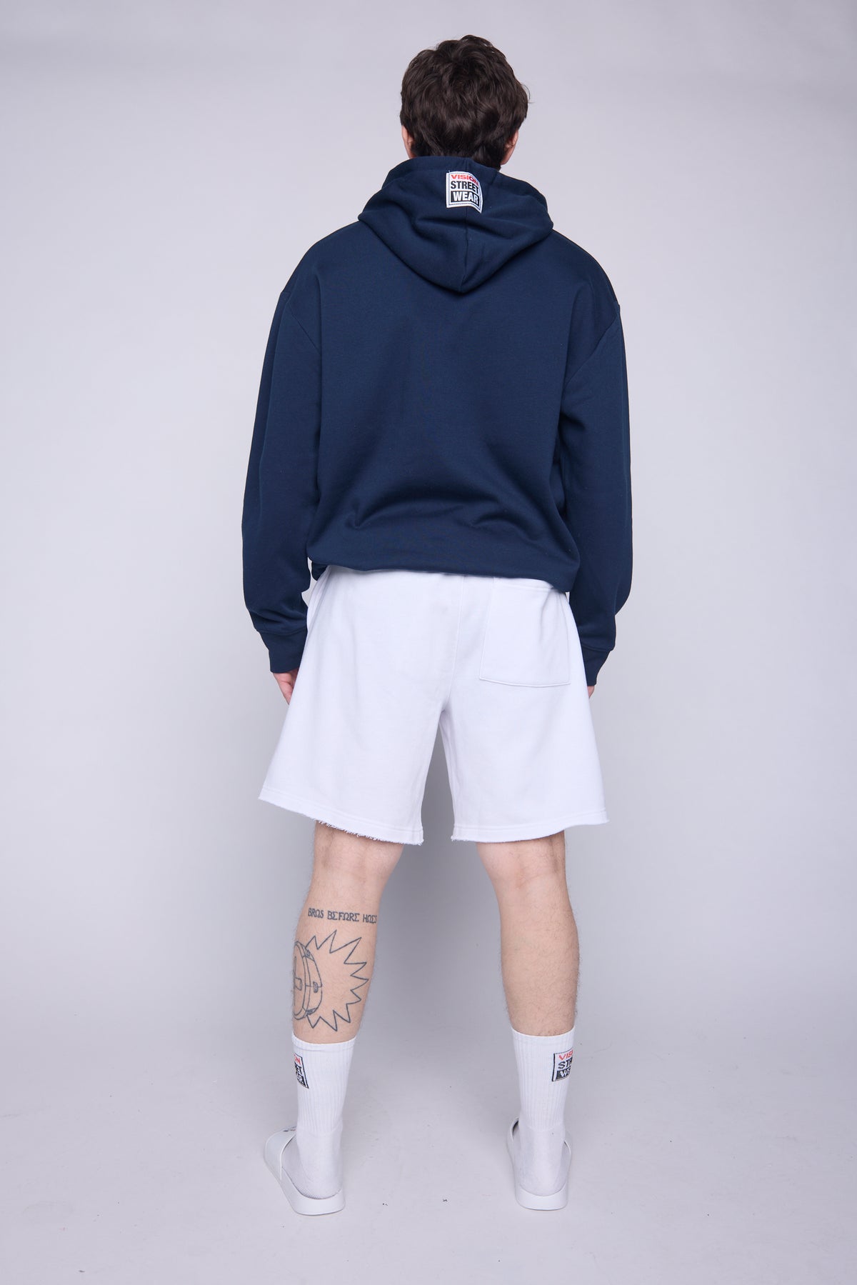 Raw Edge Printed Box Shorts - Ivory