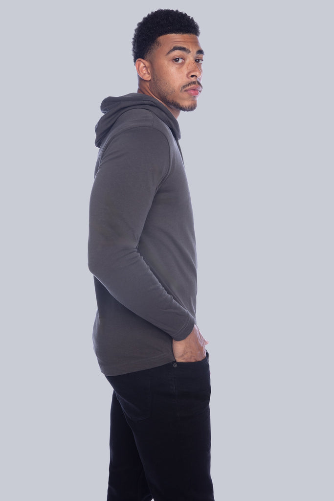 BH-2375 - Long Sleeve Top With Hood & Zip Pocket - Charcoal BAUHAUS