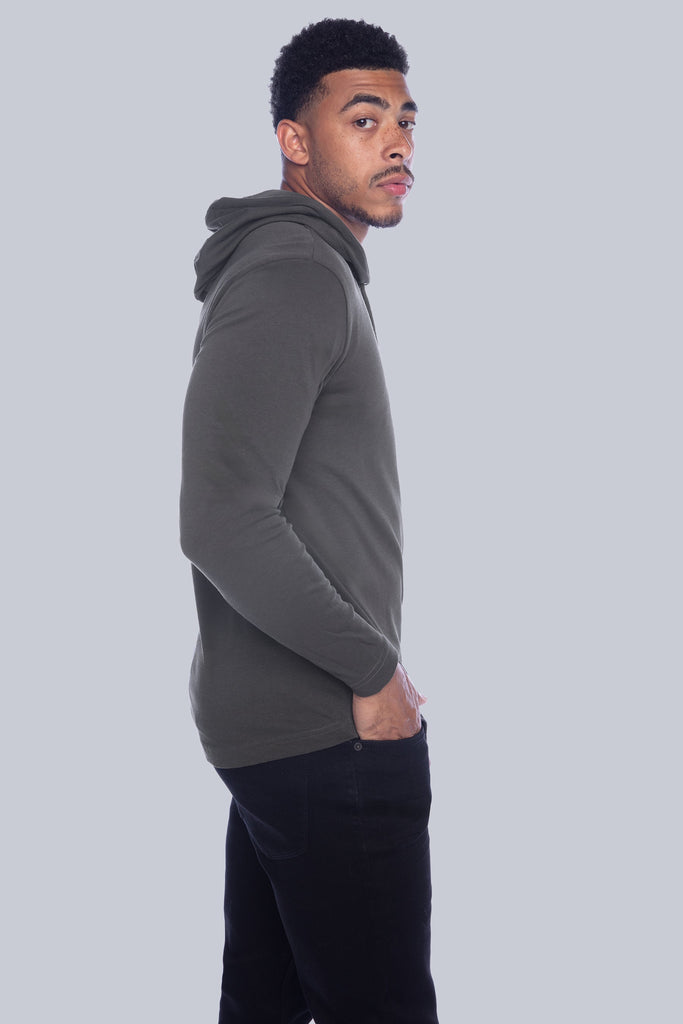 BH-2375 - Long Sleeve Top With Hood & Zip Pocket - Charcoal BAUHAUS