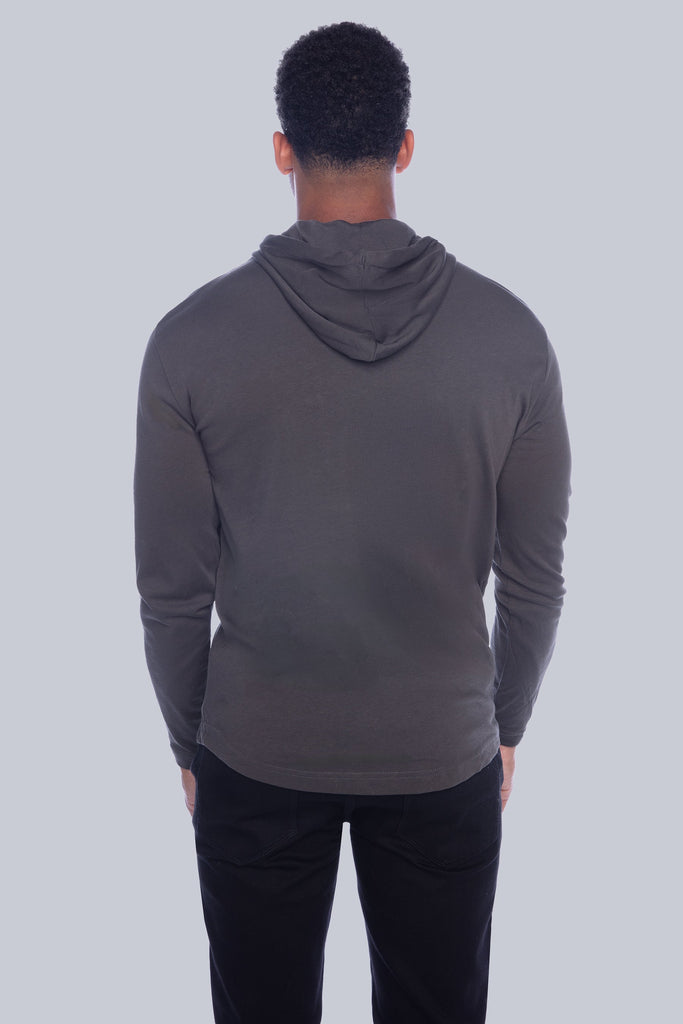BH-2375 - Long Sleeve Top With Hood & Zip Pocket - Charcoal BAUHAUS