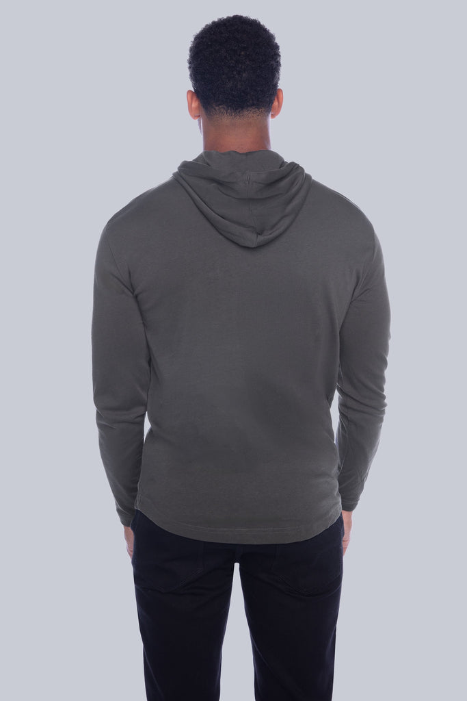 BH-2375 - Long Sleeve Top With Hood & Zip Pocket - Charcoal BAUHAUS