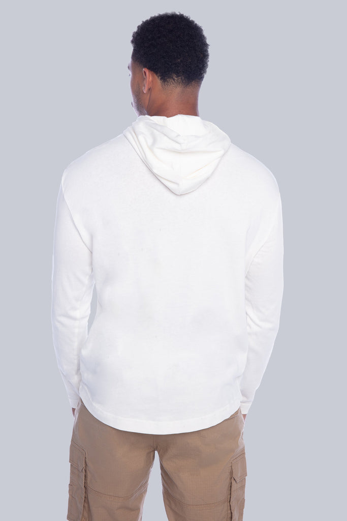 BH-2375 - HOODED LONG SLEEVE WITH CONTRAST RIPSTOP POCKET - OFF-WHITE BAUHAUS