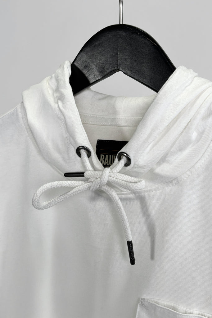 BH-2375 - HOODED LONG SLEEVE WITH CONTRAST RIPSTOP POCKET - OFF-WHITE BAUHAUS
