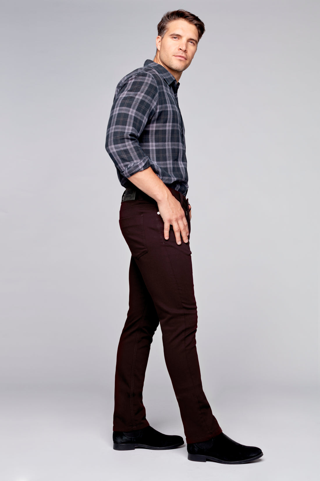 Deluxe 5 Pocket Straight Fit French Terry - Wine