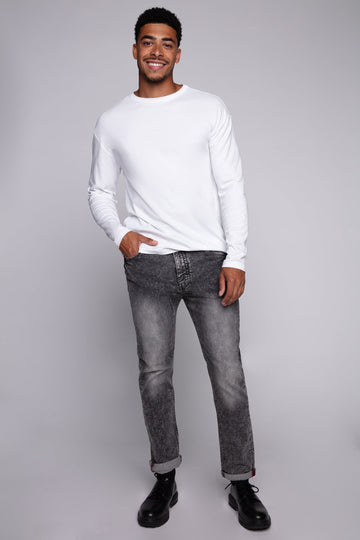 Relaxed Tapered Fit 5 Pocket Jeans - Dark Grey Acid Wash BAUHAUS