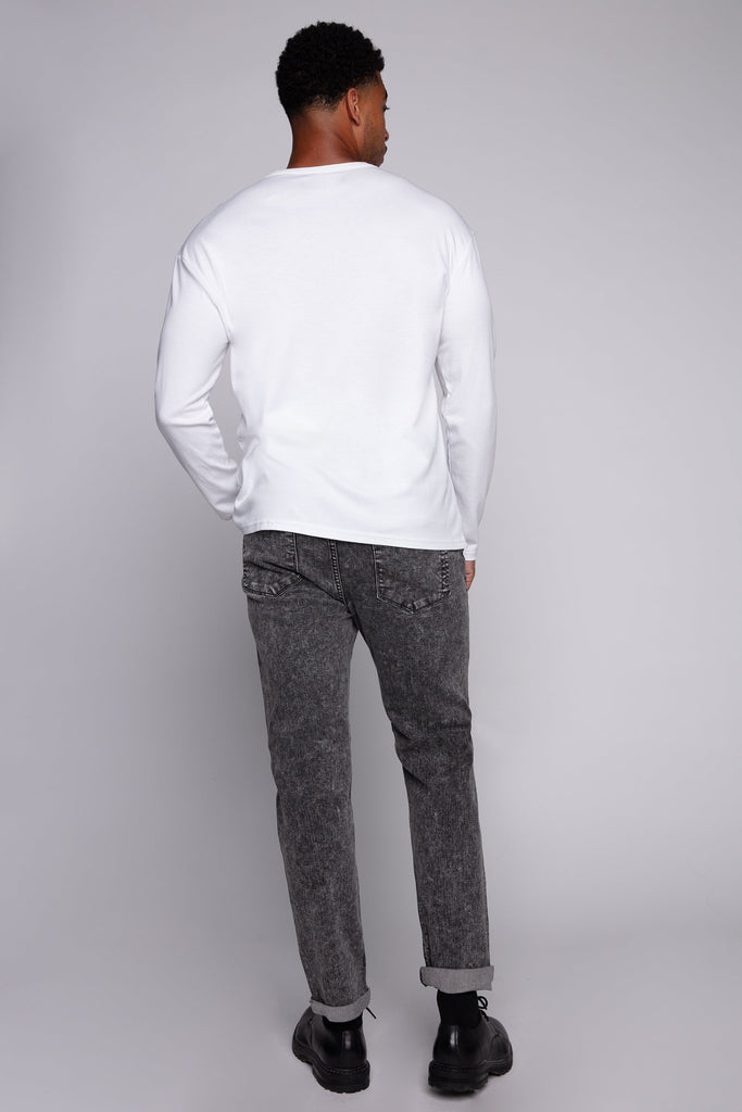 Relaxed Tapered Fit 5 Pocket Jeans - Dark Grey Acid Wash BAUHAUS