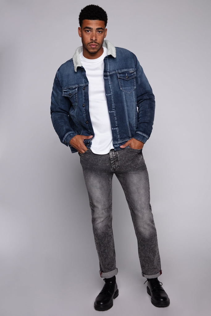 Relaxed Tapered Fit 5 Pocket Jeans - Dark Grey Acid Wash BAUHAUS