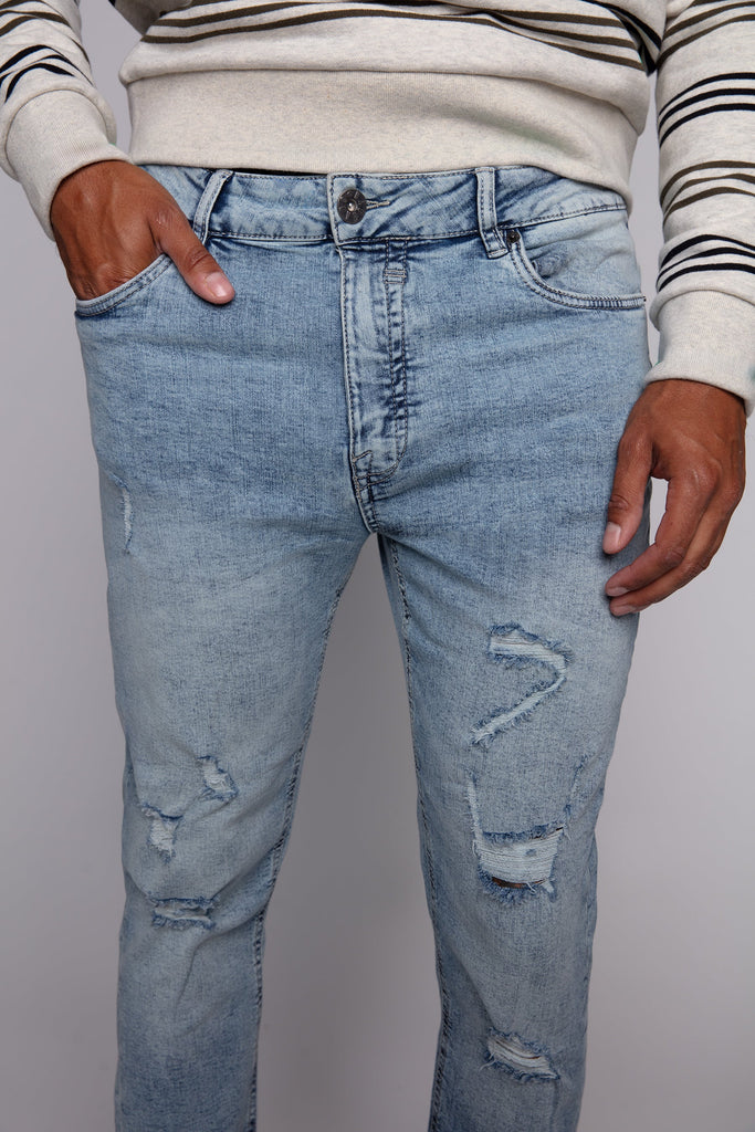 Relaxed Tapered Fit 5 Pocket Jeans - Indigo Acid BAUHAUS