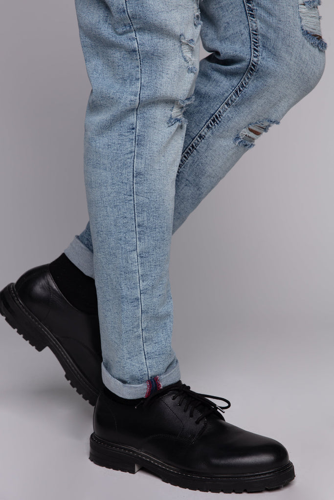 Relaxed Tapered Fit 5 Pocket Jeans - Indigo Acid BAUHAUS
