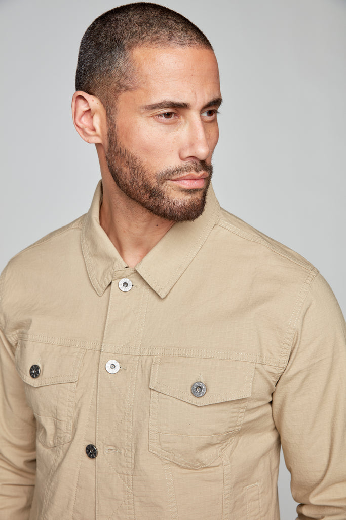 Slim Fit Classic Ripstop Trucker Jacket - Tan Bauhaus™