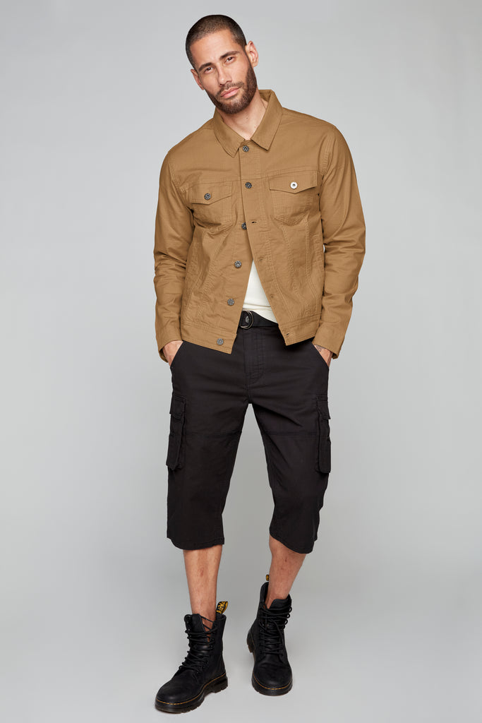 Slim Fit Classic Ripstop Trucker Jacket Tobacco