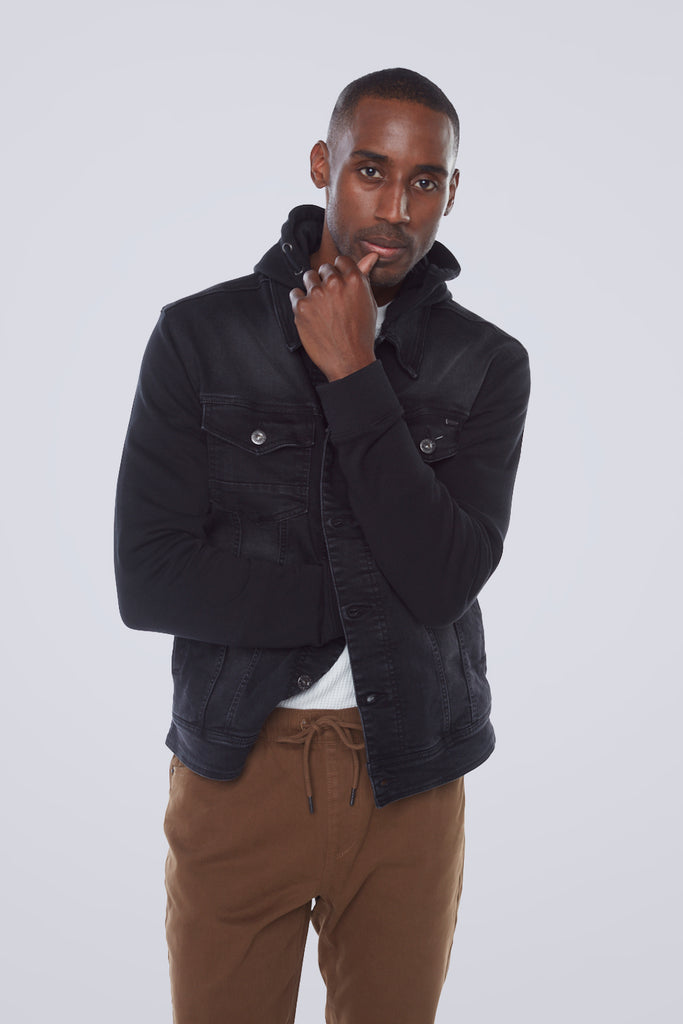 Denim Hybrid Hoodie Jacket - Vintage Black Bauhaus™