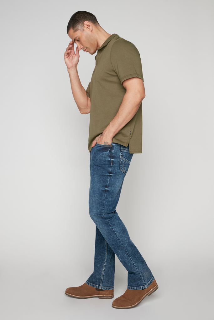 5 Pocket Bootcut Jeans - Dark Blue Acid Wash BAUHAUS
