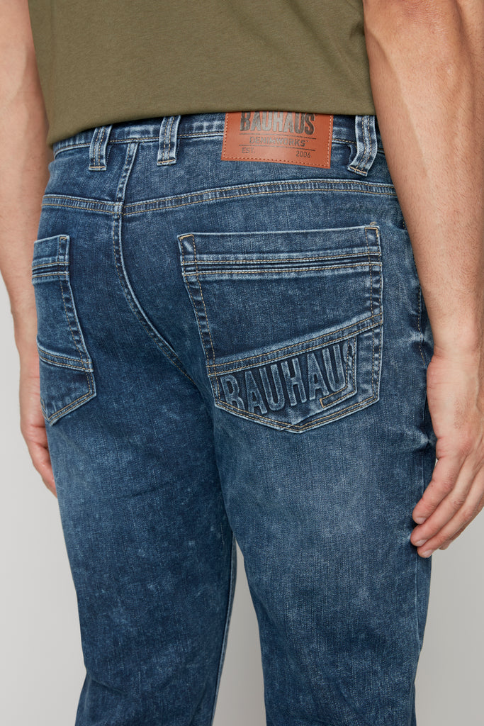 5 Pocket Bootcut Jeans - Dark Blue Acid Wash BAUHAUS