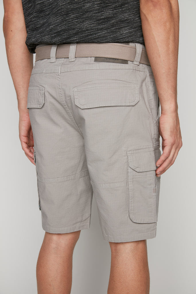 Mens Belted Cargo Ripstop Shorts - Light Grey Bauhaus™