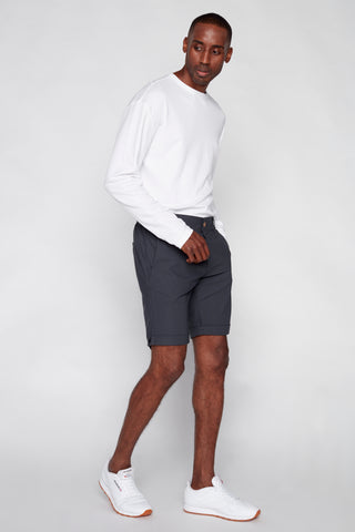 BILLY - Elastic Waist Roll Up Shorts - Charcoal