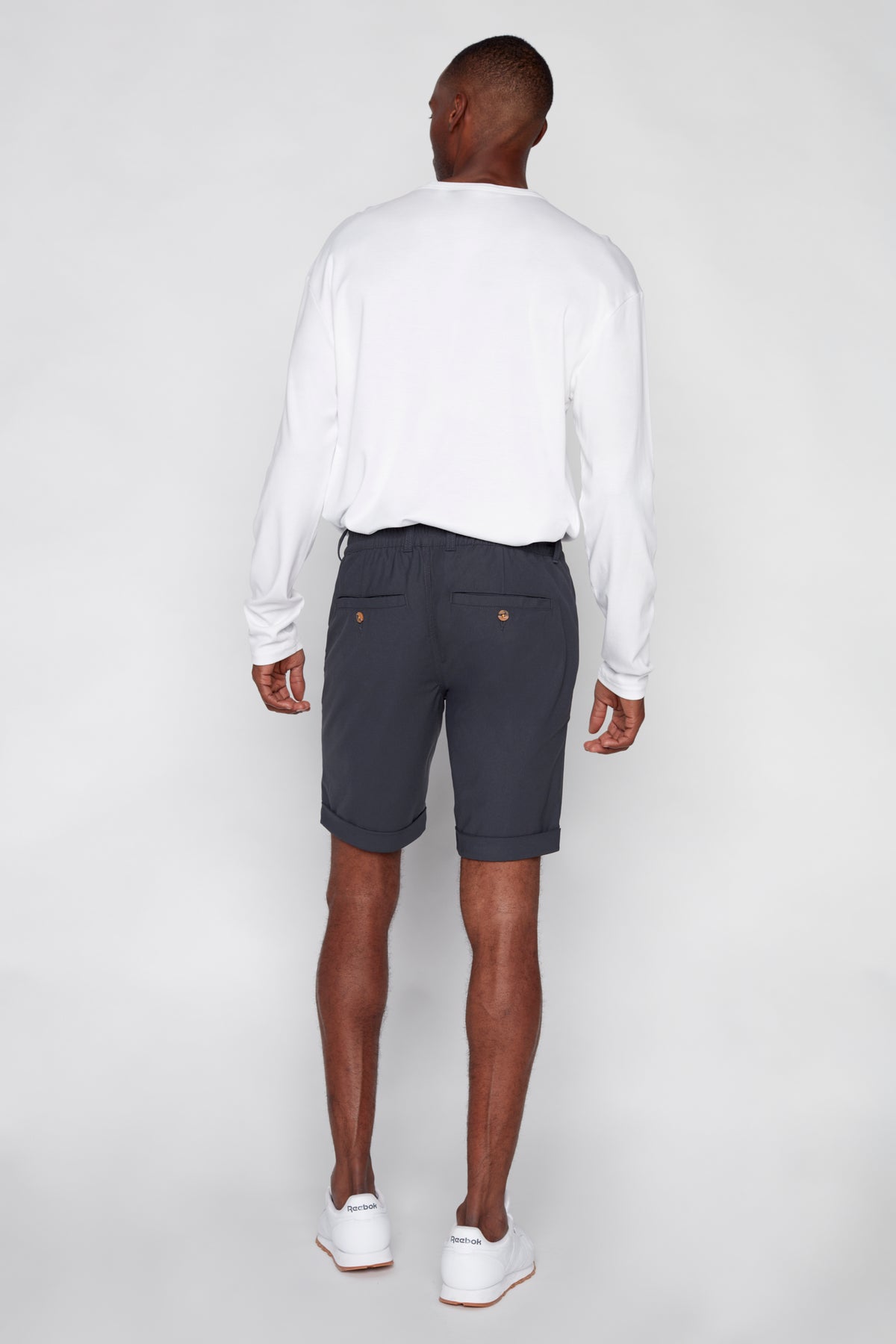 BILLY - Elastic Waist Roll Up Shorts - Charcoal