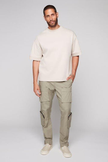 TRAVIS - Utility Cargo Stretch Poplin Pants with Adjustable Hem - Light Olive DNM.WORKS