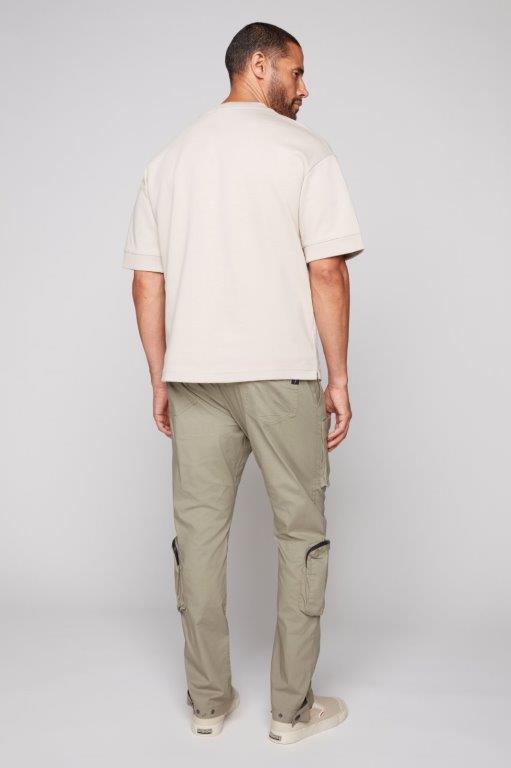 TRAVIS - Utility Cargo Stretch Poplin Pants with Adjustable Hem - Light Olive DNM.WORKS
