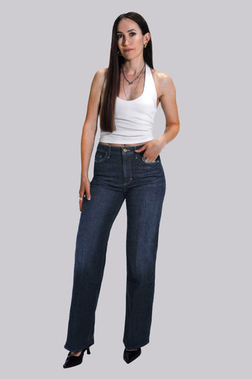 GUESS ECO WIDE LEG HIGH-RISE JEANS – DARK WASH GUESS