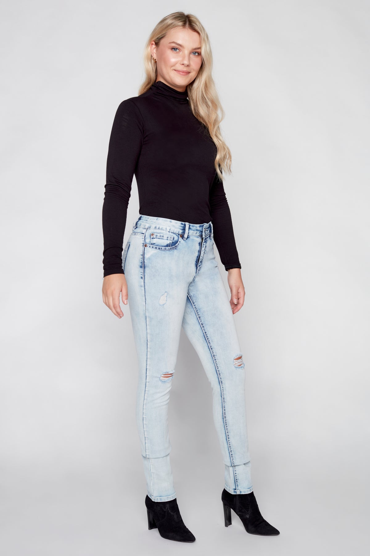 MARYANNE - Mid-Rise Skinny Jeans - Light Indigo Acid Wash