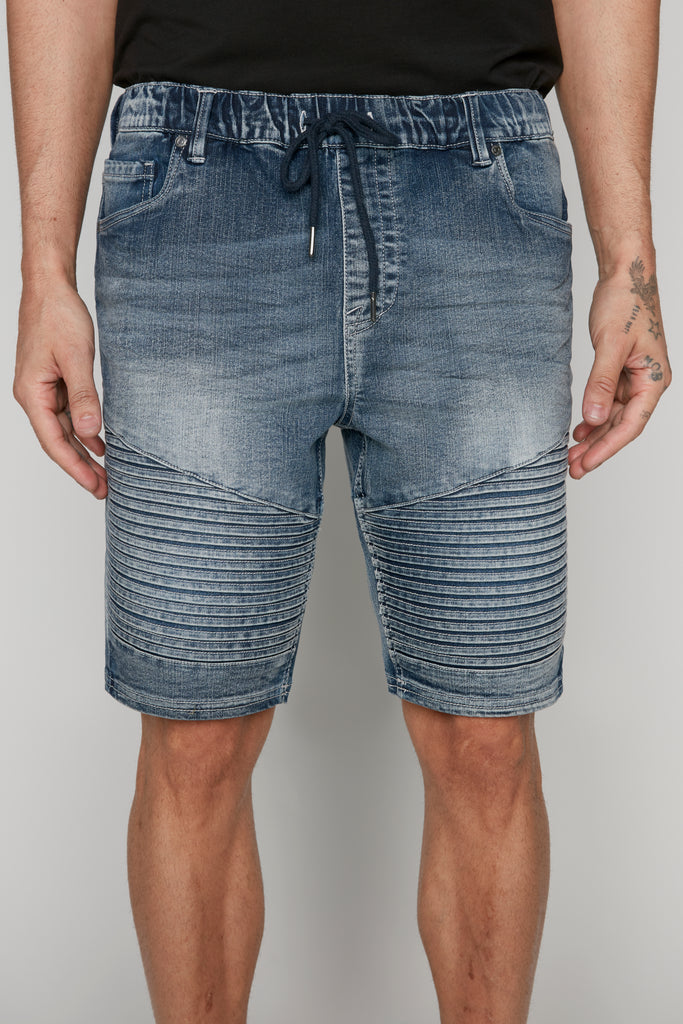 PHOENIX - Mens Denim 5-Pocket Moto Short - Vintage Light Blue Wash DNM.WORKS