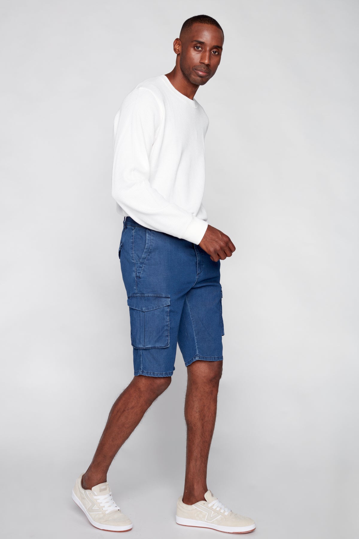 PRESLEY - Zip Front Cargo Shorts - Indigo