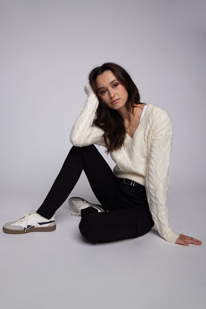 TARA - Ladies Knit Cargo Ponte Knit Jogger - Black FOXY JEANS