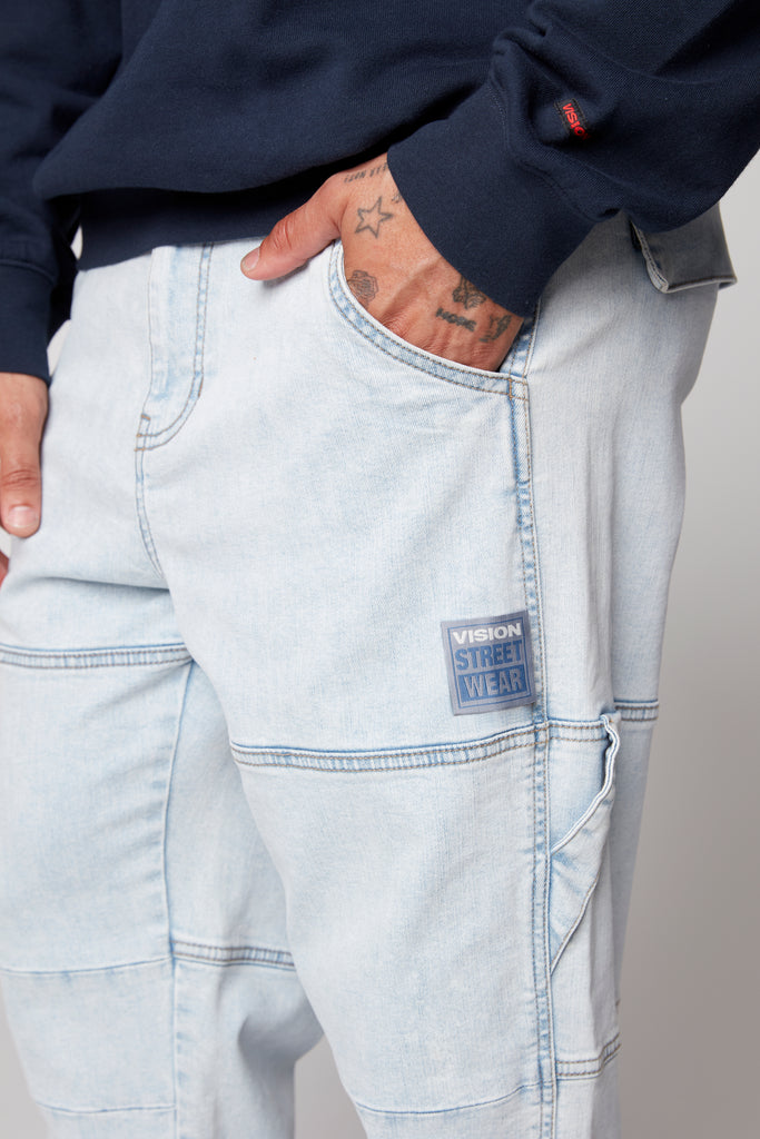 OLI - Loose Fit Pant with Adjustable Hems - Light Blue Denim VISION STREET WEAR
