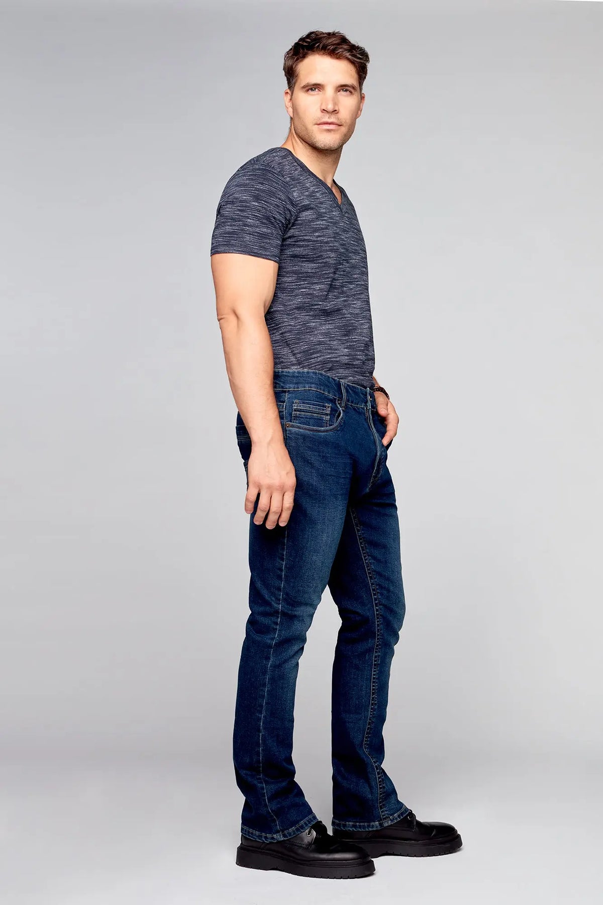 5 Pocket Bootcut Jeans - Dark Indigo Rinse - DENIM SOCIETY