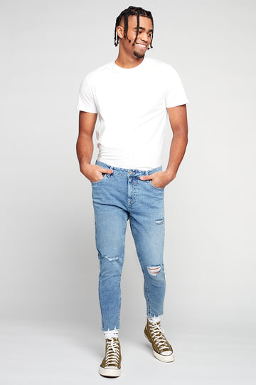 5 Pocket Cropped Slim Fit Jeans - Vintage Bleach - DENIM SOCIETY™