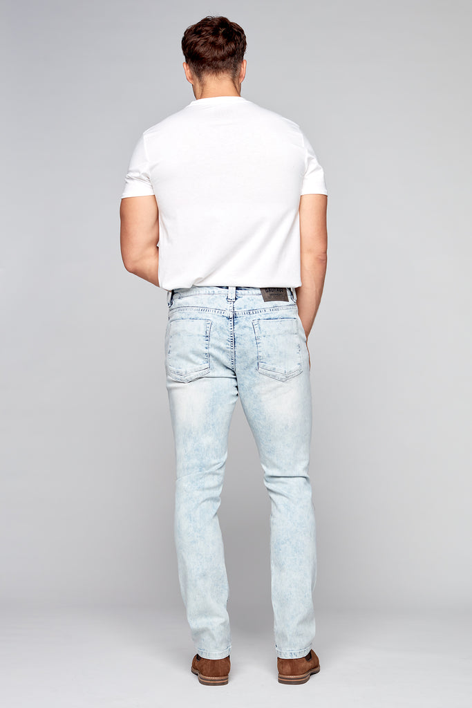 5 Pocket Straight Fit Jeans - Light Indigo Acid Wash - DENIM SOCIETY™