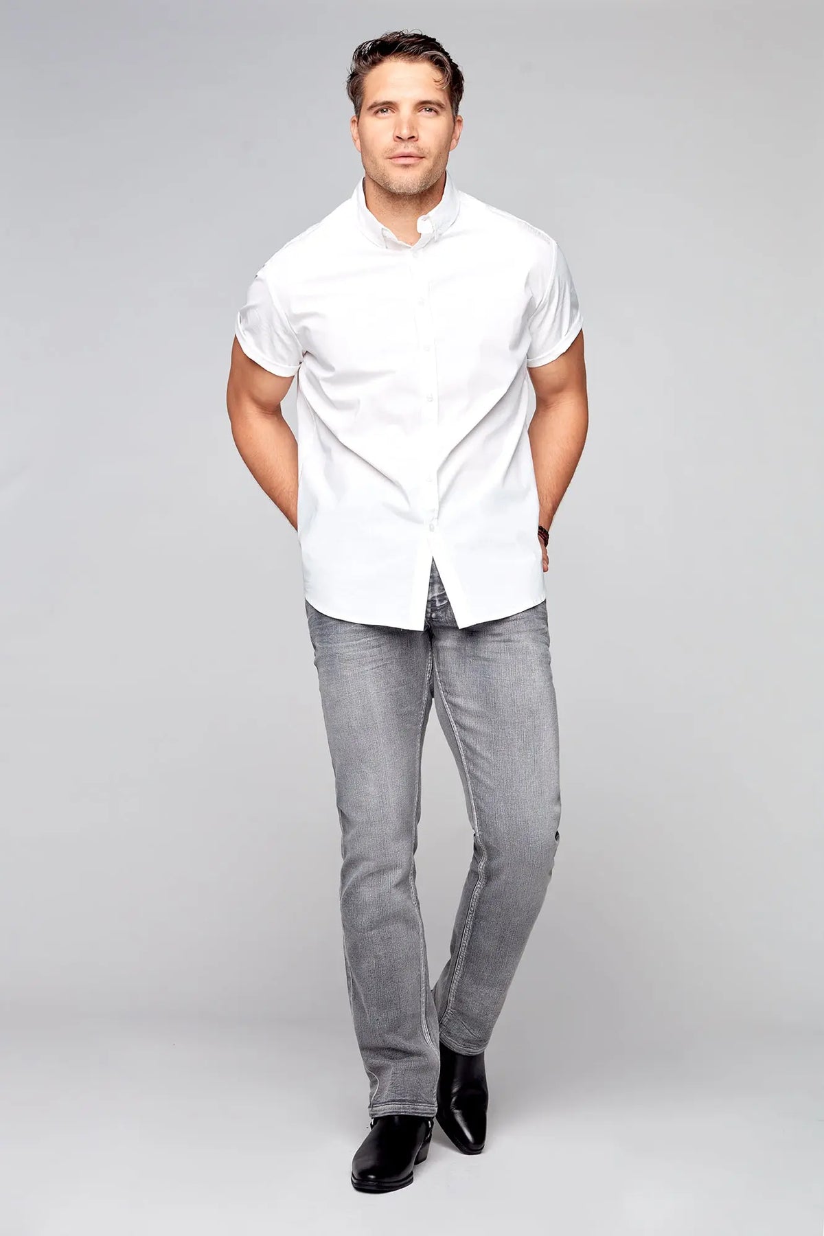 5 Pocket Straight Fit Jeans - Light Grey Wash - DENIM SOCIETY™