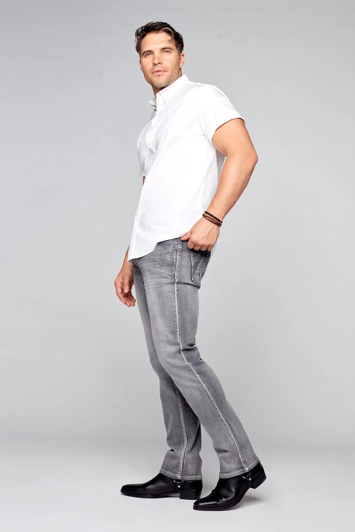 5 Pocket Straight Fit Jeans - Light Grey Wash - DENIM SOCIETY™