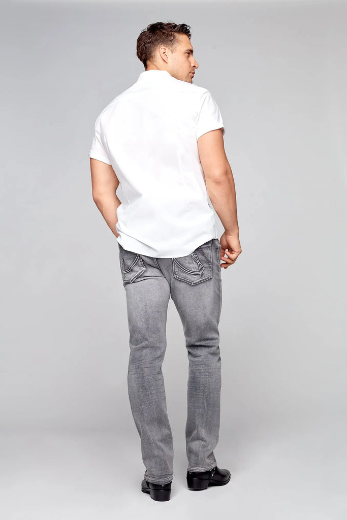 5 Pocket Straight Fit Jeans - Light Grey Wash - DENIM SOCIETY™