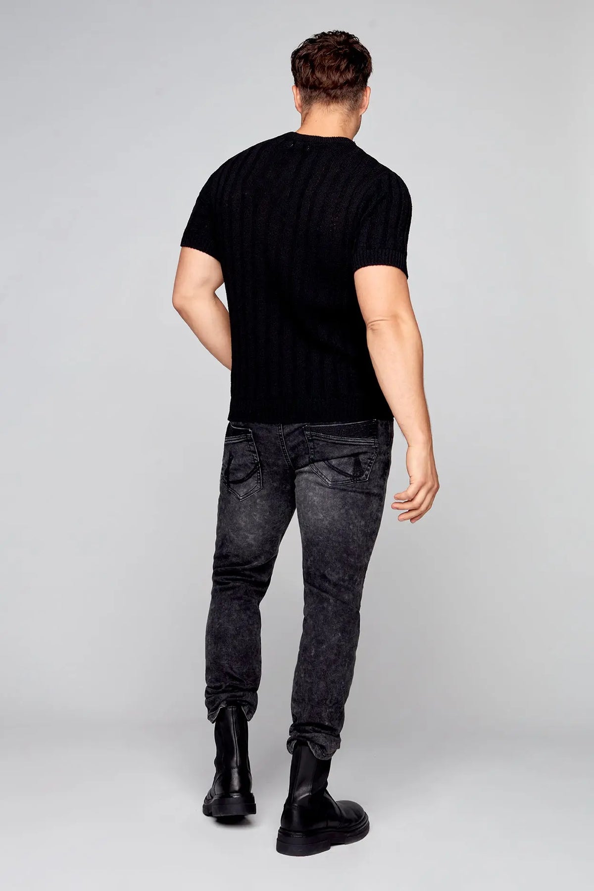 5 Pocket Straight Fit Jeans - Black Acid Wash - DENIM SOCIETY™