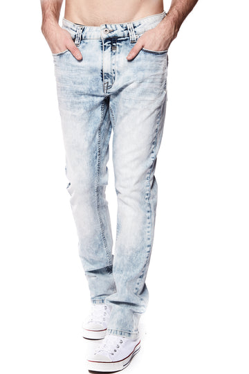 5 Pocket Straight Fit Jeans - Light Indigo Acid Wash - DENIM SOCIETY™
