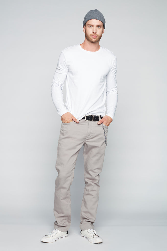 5 Pocket Straight Fit French Terry Pants - Light Grey - DENIM SOCIETY™