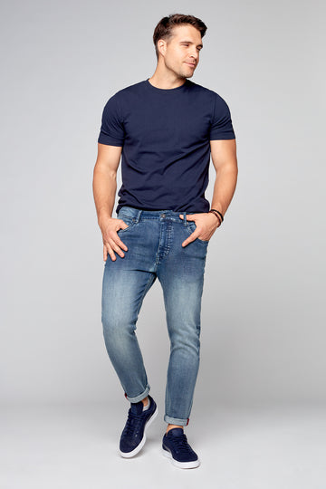 Relaxed Tapered Fit 5 Pocket Jeans - Vintage Light Blue Wash - DENIM SOCIETY™