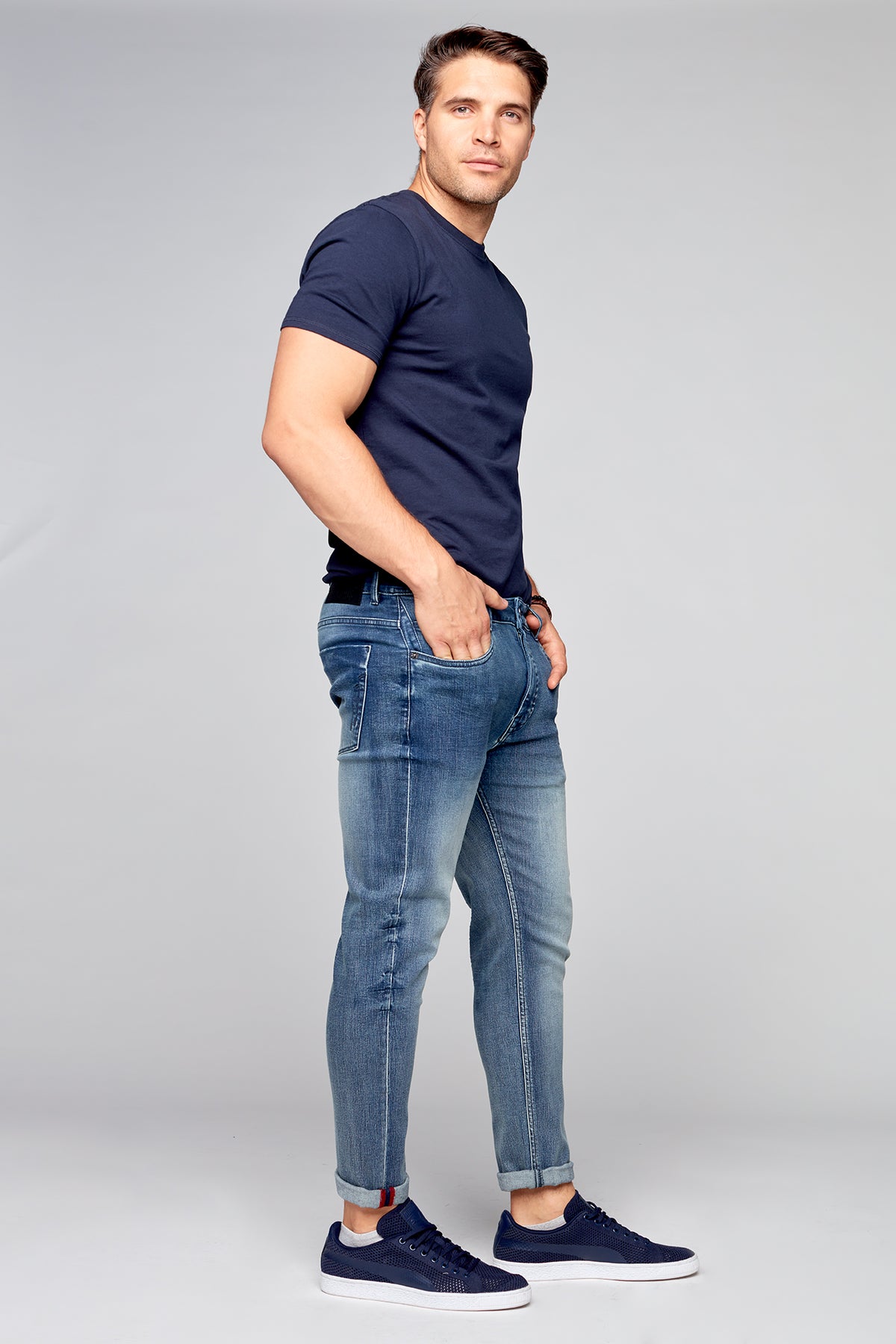 Relaxed Tapered Fit 5 Pocket Jeans - Vintage Light Blue Wash - DENIM SOCIETY™