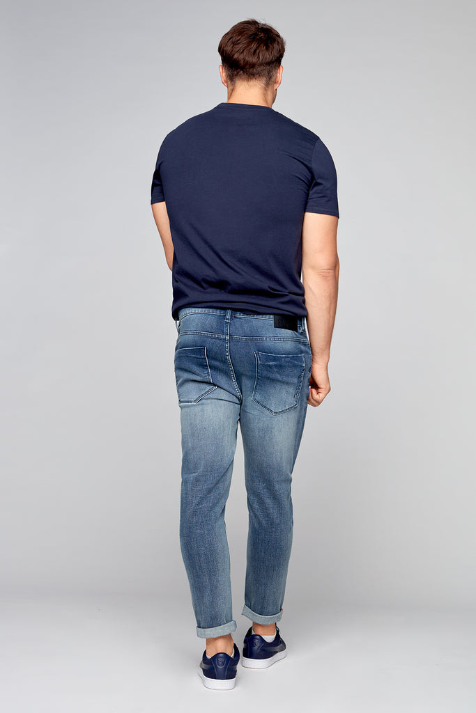 Relaxed Tapered Fit 5 Pocket Jeans - Vintage Light Blue Wash - DENIM SOCIETY™