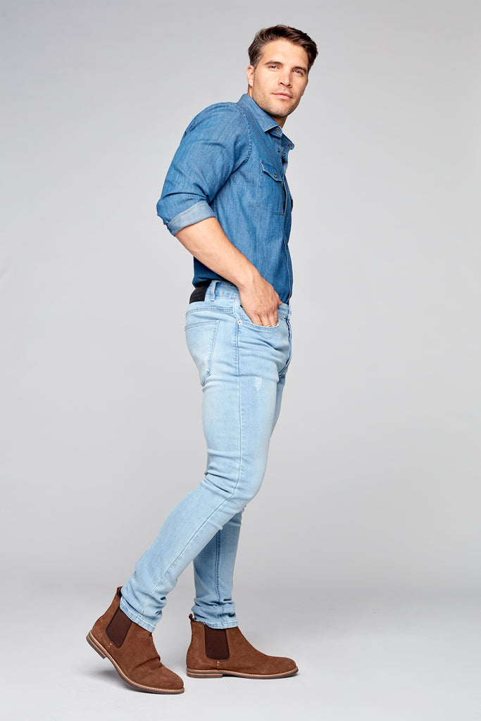 5 Pocket Slim Fit Jeans - Blue Bleach - DENIM SOCIETY™