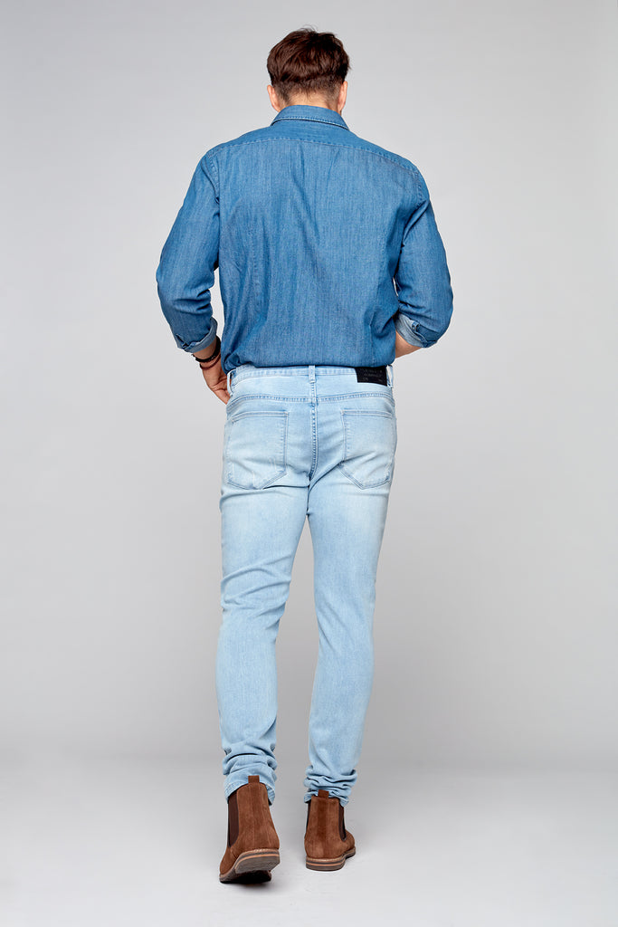 5 Pocket Slim Fit Jeans - Blue Bleach - DENIM SOCIETY™