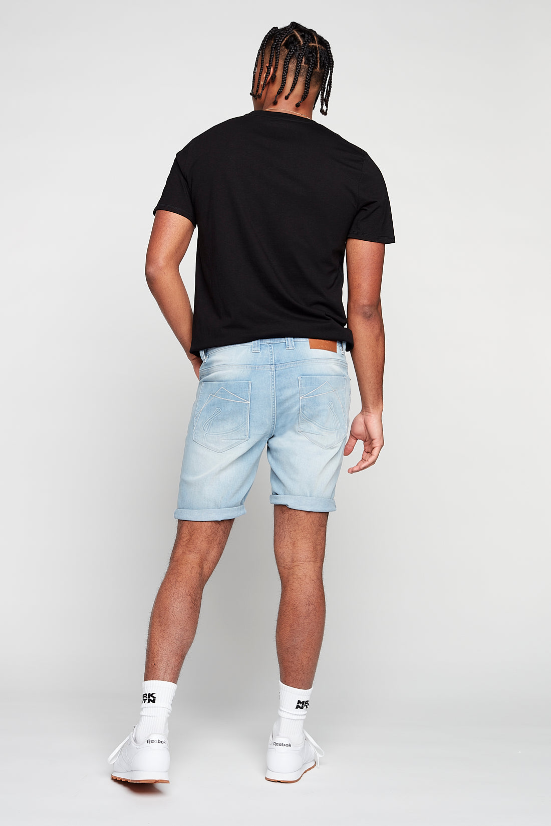Men's Rolled-Up Shorts - Blue Bleach - DENIM SOCIETY™