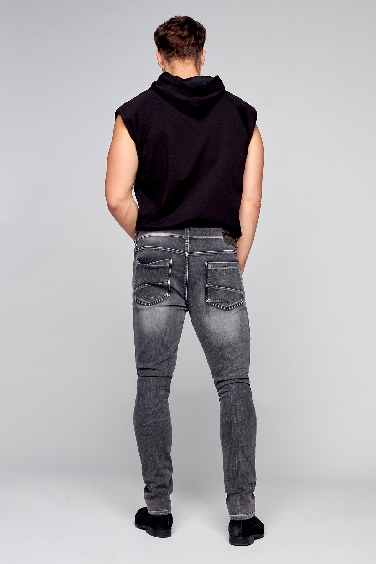 5 Pocket Slim Fit Pintuck Jeans - Dark Grey Wash - DENIM SOCIETY™