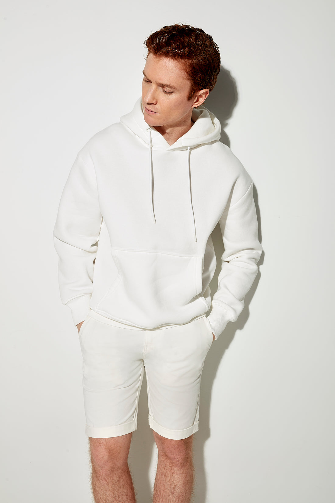 BILLY - Elastic Waist Roll Up Shorts - Off White - DENIM SOCIETY™