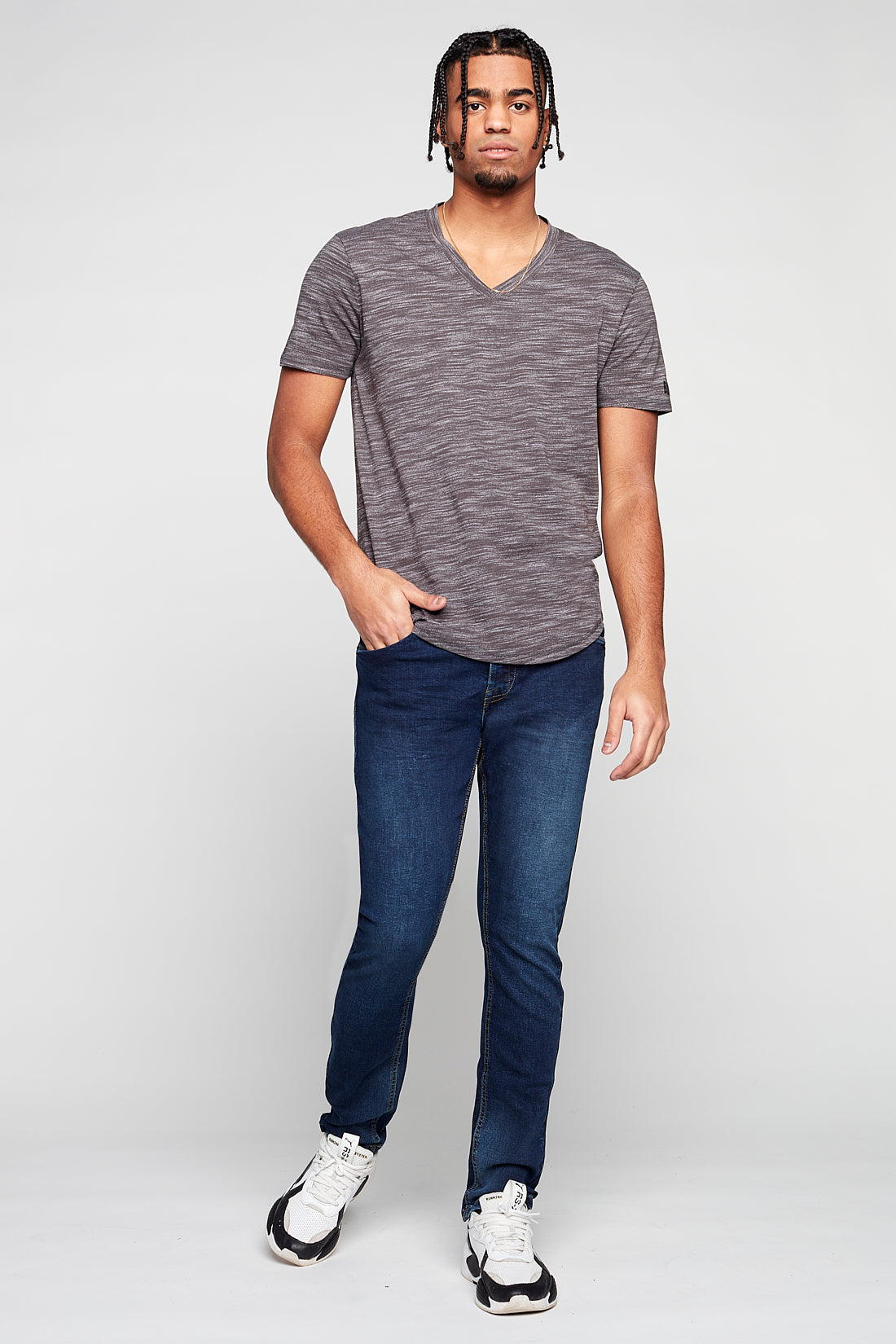 V-Neck T-Shirt - Chrcoal Space Dye - DENIM SOCIETY™