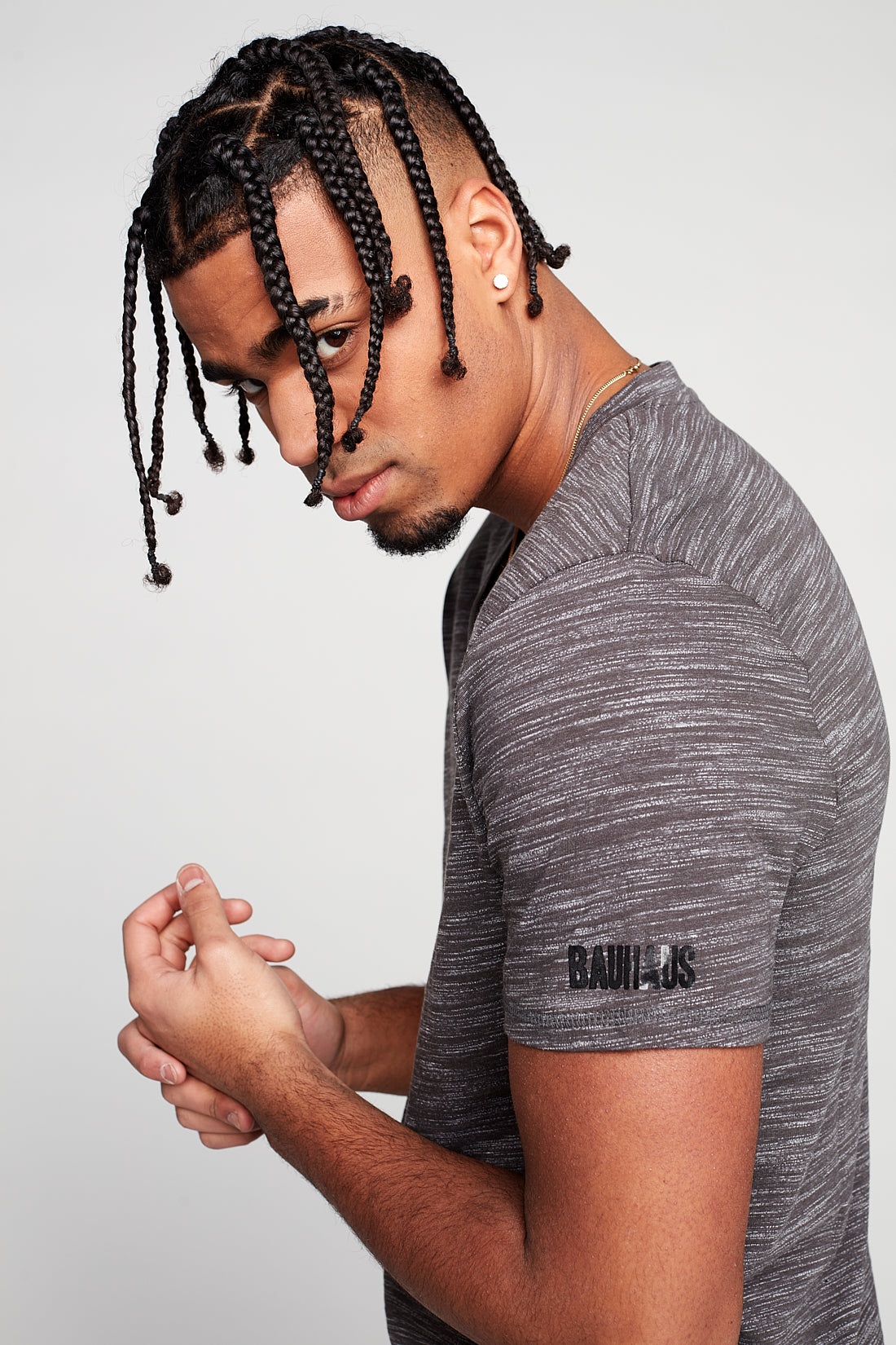 V-Neck T-Shirt - Chrcoal Space Dye - DENIM SOCIETY™