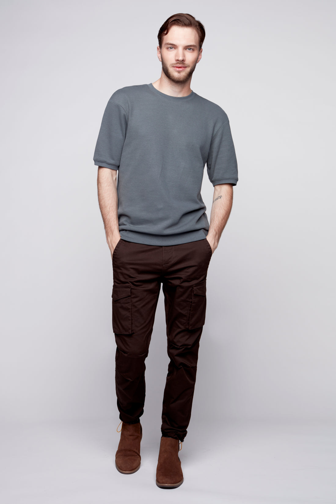 DEAN -  Slim Fit Cargo Chinos (Convertible Joggers) - Brown - DENIM SOCIETY™