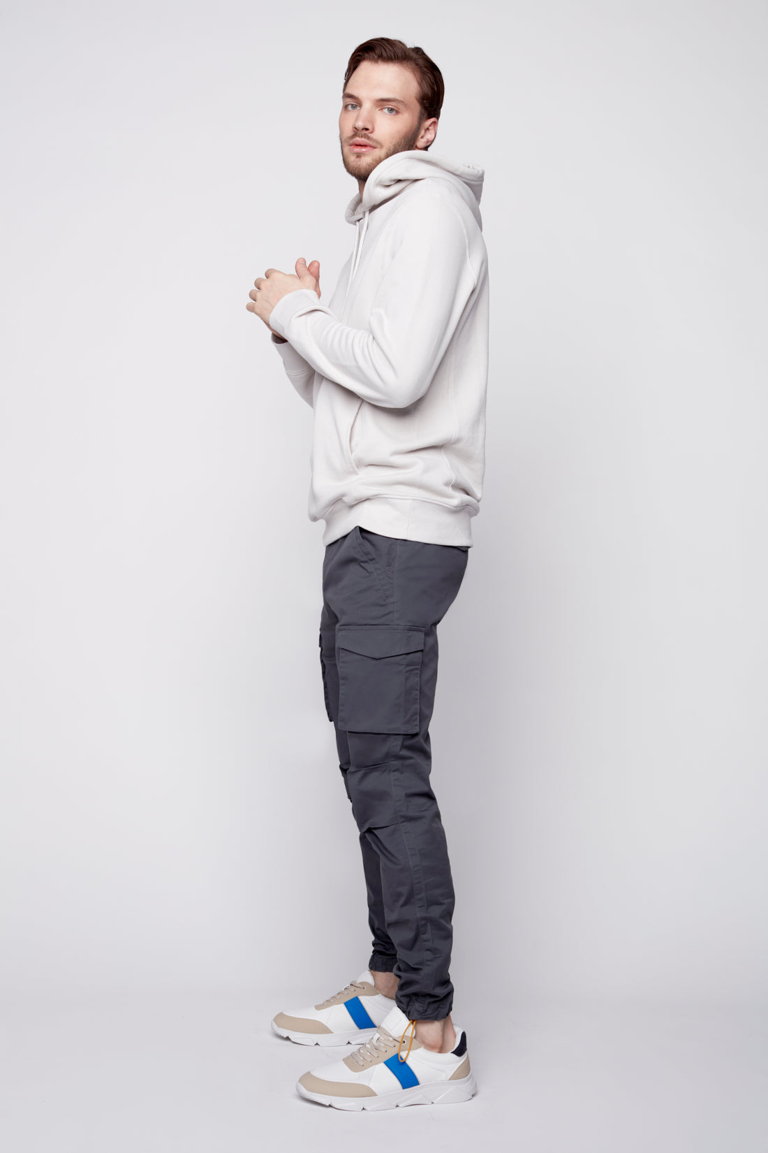 DEAN -  Slim Fit Cargo Chinos (Convertible Joggers) - Dark Grey - DENIM SOCIETY™